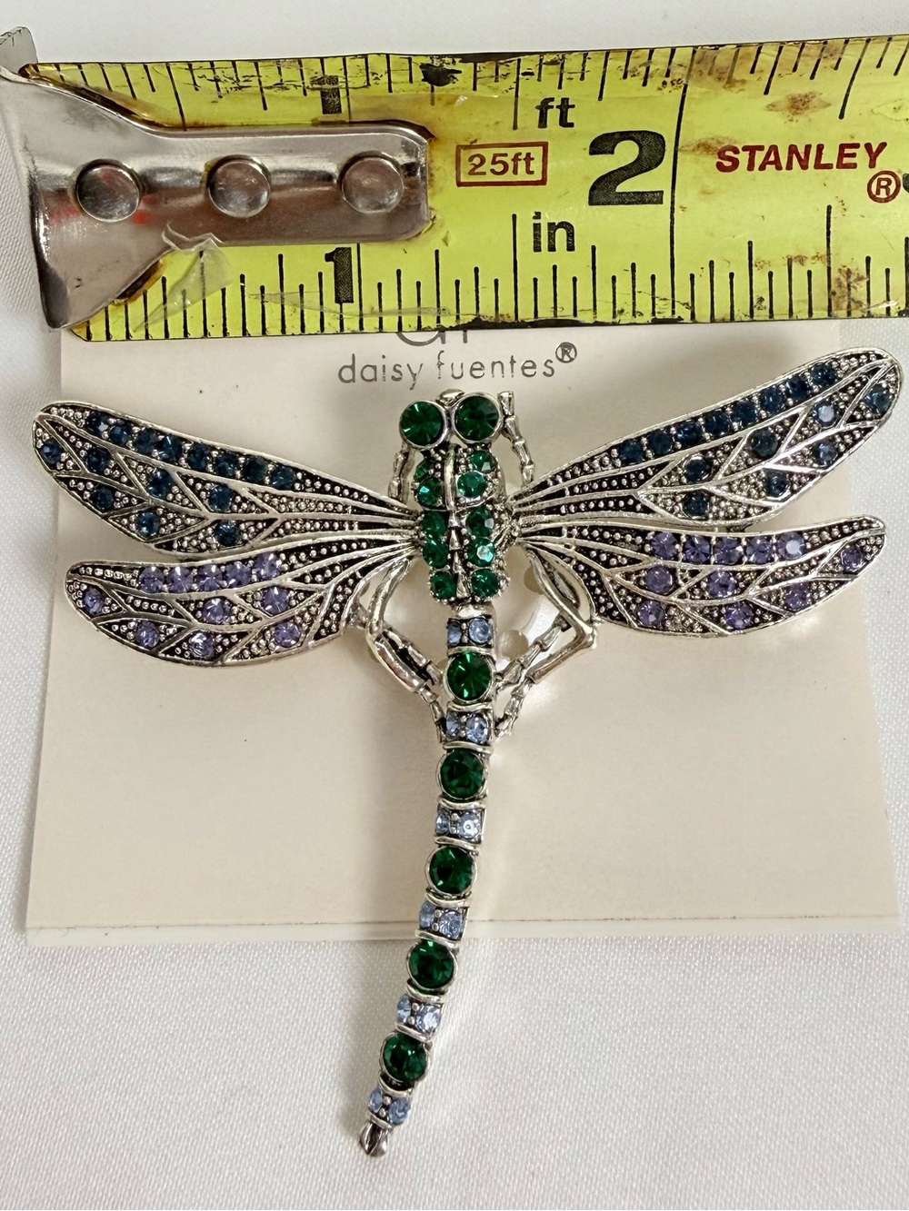 Dragonfly Brooch – Green & Blue Purple Crystal Rhinestones – Daisy Fuentes 🦋✨ - Picture 2 of 3